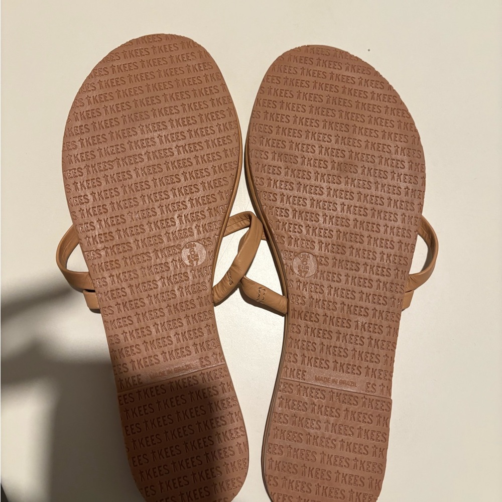 TKEES Nude Tan Minimalist Leather Slide Sandals - Picture 3 of 5